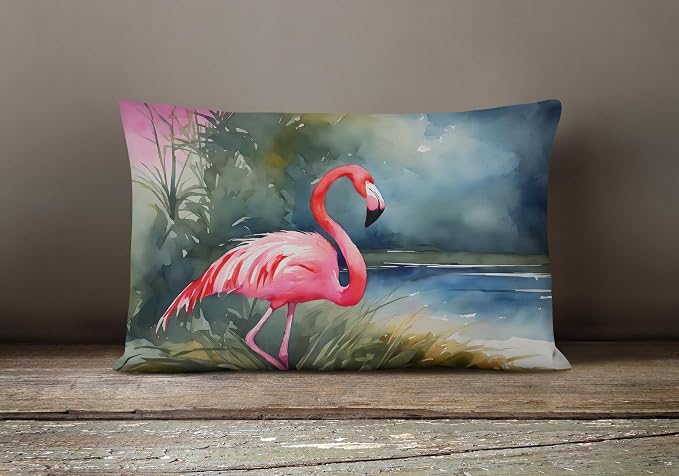 Caroline's Treasures DAC2863PW1216 Flamingo Throw Pillow Machine Washable, Indoor Outdoor Decorative Pillow for Couch, Bed or Patio, 12HX16W