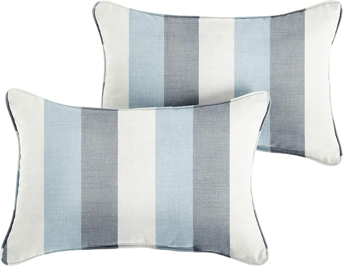 Sorra Home Outdoor Sunbrella Pillow Set, 12 in x 18 in, Direction Dew