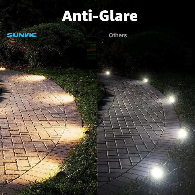 SUNVIE 5W Low Voltage Landscape Lighting Anti-Glare Outdoor In-Ground Lights 3000K Well Lights Low Voltage with Wire Connectors Waterproof LED Landscape Lighting for Pathway Garden, 12 Pack