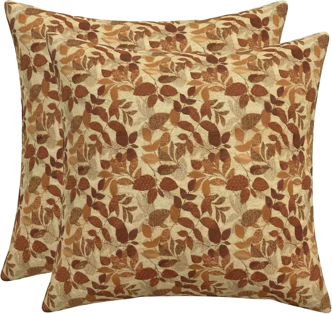 RSH DECOR: Sunbrella Square Throw Pillows Set of 2 | 20" x 20" | Water and Fade-Resistant Performance Fabric | Outdoor Pillow Covers with Down-Alternative Inserts | Made in USA (Gentry Sequoia)