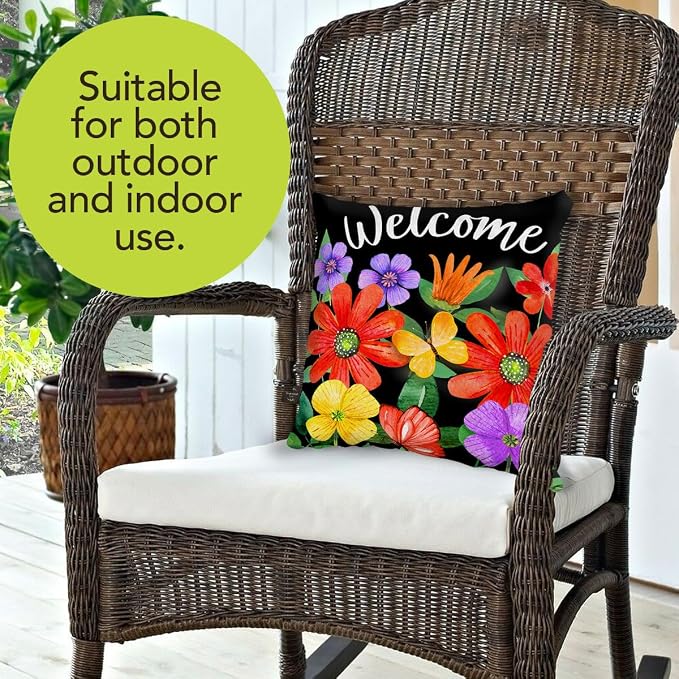Briarwood Lane Indoor/Outdoor Pillow 17x17 Whimsy Flowers Spring Decorative for Spring Pillow
