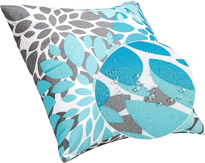 JMGBird Outdoor Pillow Covers 18x18 Throw Pillow Covers | outdoor pillows waterproof Blue Mandala Outdoor Patio Pillows for Patio Furniture