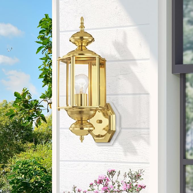 Livex Lighting 2006-02 1-Light Outdoor Wall Lantern, Polished Brass