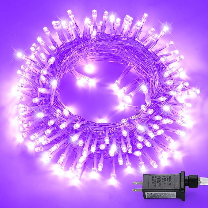 JMEXSUSS 150 LED Purple String Lights, Connectable Halloween Lights Indoor | 59Ft Purple Christmas Lights, 8 Modes Twinkle Fairy Light for Room Outdoor Tree Party Bedroom Home Christmas Decorations
