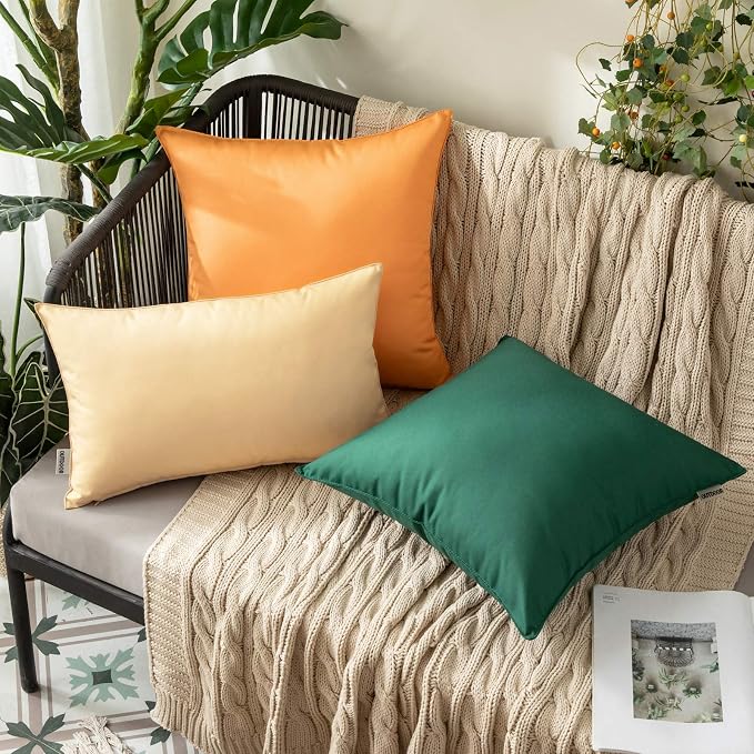 MIULEE Decorative Outdoor Waterproof Pillow Covers 18x18 Army Green | Decorative Patio Furniture,Pack of 2,Accent Square Soild Throw Pillow Covers,Summer Garden Tent Couch Sofa