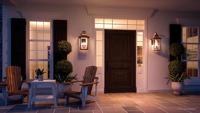 Urban Ambiance Luxury Antique Outdoor Wall Light, Large Size: 23" H x 12" W, with French Country Style Elements, Rustic Copper Finish, UQL1411, Longview Collection