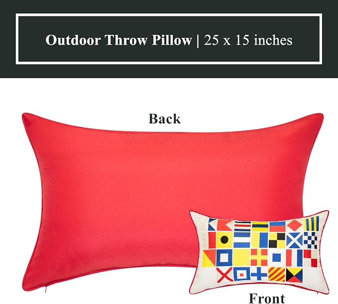 Edie At Home Nautical Flags Decorative Square Throw Pillow for Patio Furniture, Sofa, Chair, or Bedroom, Reversible, Indoor and Outdoor Collection, 20 x 20 inches