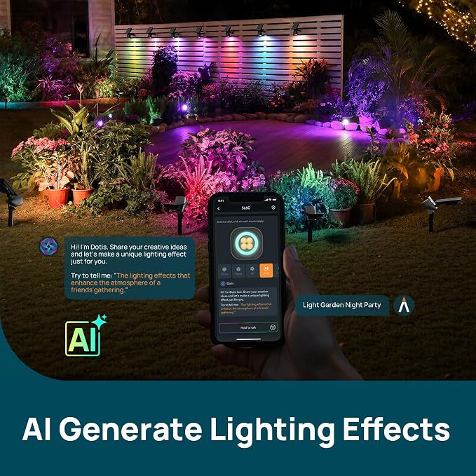 Linkind Smart Solar Lights Outdoor Waterproof SL6C,Dual Ring Tree Spotlight | Solar&USB Charging Solar Spotlights Outdoor Waterproof IP66,Color Changing Spot Light for Tree,Yard, Landscape, House, 1 Pack