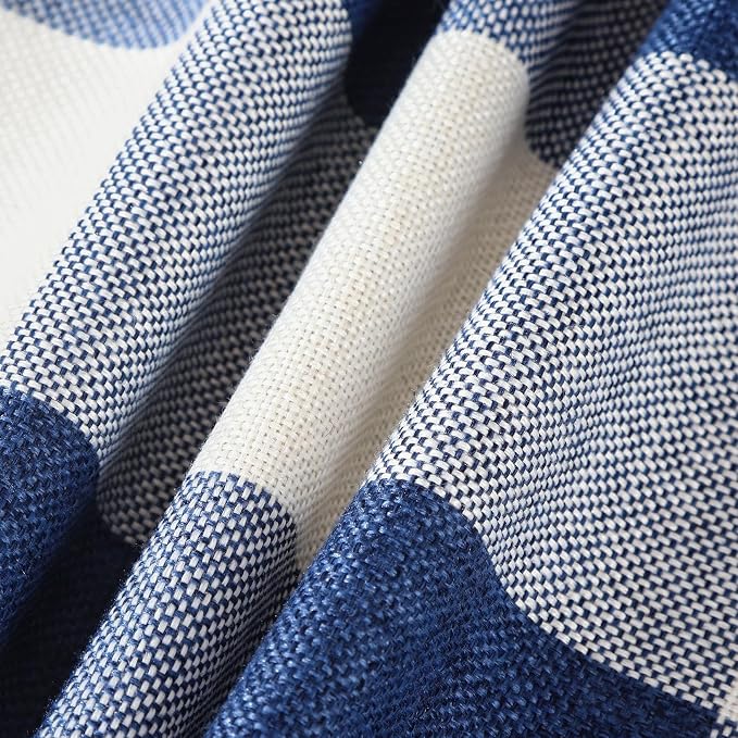 CARRIE HOME Navy Blue Buffalo Plaid Lumbar Pillow Covers 12x20 Set of 2 Blue Checkered Pillow Covers 12 x 20 Outdoor Farmhouse Lumbar Pillow Covers for Front Porch and Patio Furniture