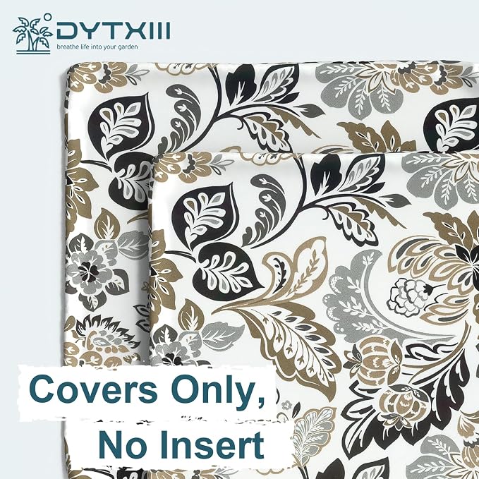 DYTXIII Pack of 2 Outdoor Waterproof Lumbar Pillow Covers ONLY, 12x20 Rectangle Decorative Double Printed Pillow Cases for Patio Couch Porch Furniture - Dailey Tan