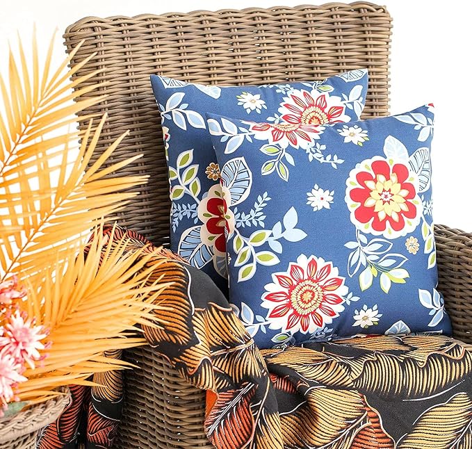 JMGBird Outdoor Accent Pillows Outdoor Pillow Covers 18x18 Waterproof | Outdoor Pillows with insert included Weather-Resistant Outdoor Throw Pillows for Patio Furniture
