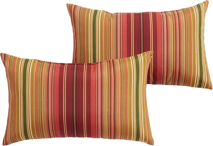 South Pine Porch Outdoor 19x12-inch Rectangle Accent Pillow (Set of 2), Kinnabari Stripe