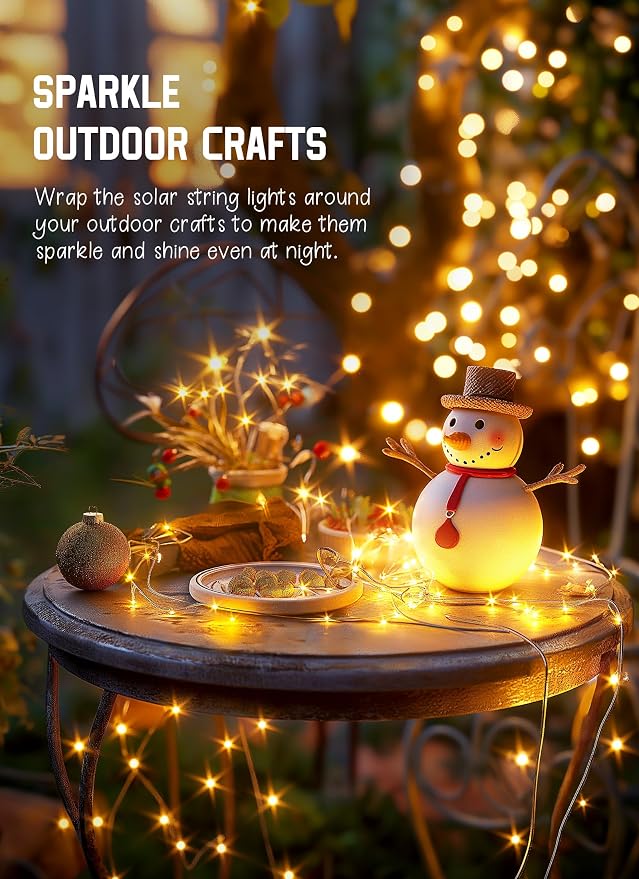Solar String Lights Outdoor, 2 Packs Total 132 Ft 400 LED Lights Warm White | IP65 Waterproof Solar Fairy Lights with 8 Modes, Twinkle Solar Powered Outdoor Lights for Patio Yard Trees Wedding Christmas