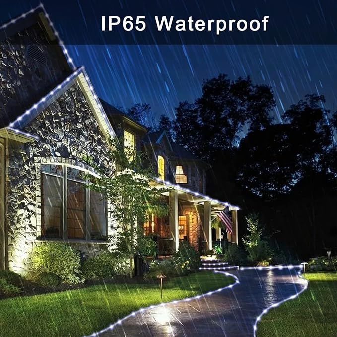 JMEXSUSS 2 * 200 LED White Solar Rope Lights | 66ft IP 65 Waterproof Solar String Light Outdoor, 8 Modes Christmas Lights for Camp Trampoline Ladder Slide Tent