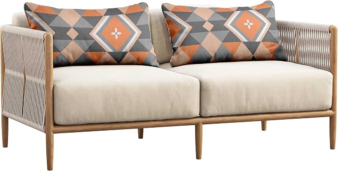 Indoor/Outdoor Polyester Fabric Lumbar Pillow Cover, All-Weather Waterproof Rectangular Cushion Case for Patio Furniture, 16 x 24 Set of 2 - Geometric-55