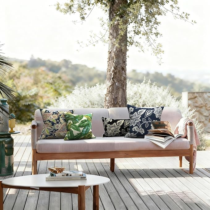 LVTXIII Outdoor Throw Pillows 16x16 Inch, Set of 2 Square Decorative Pillows with Inserts for Patio Furniture, Porch Chair, Garden Sofa, Lush Leaf Jungle