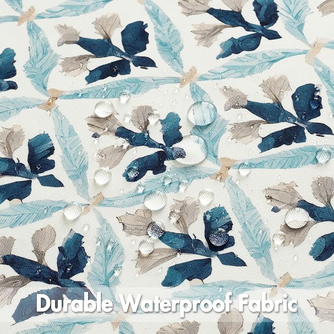MIULEE Outdoor Floral Pillow Covers Waterproof 18x18 Blue Grey | Decorative Block Print,Boho Farmhouse, Set of 2 Coastal Summer Cushion Covers with Piping,Garden Patio Furniture Porch Couch
