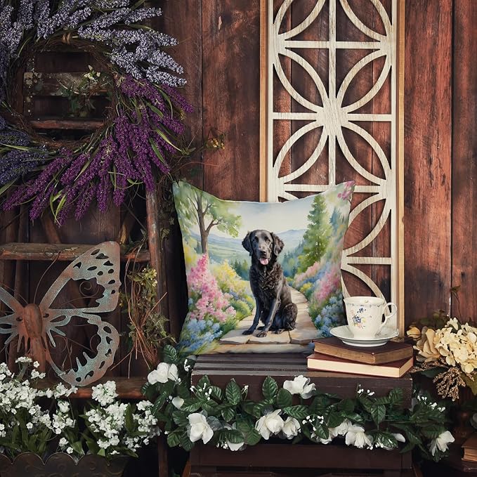 Caroline's Treasures Curly-Coated Retriever Spring Path Throw Pillow (Pack of 2)