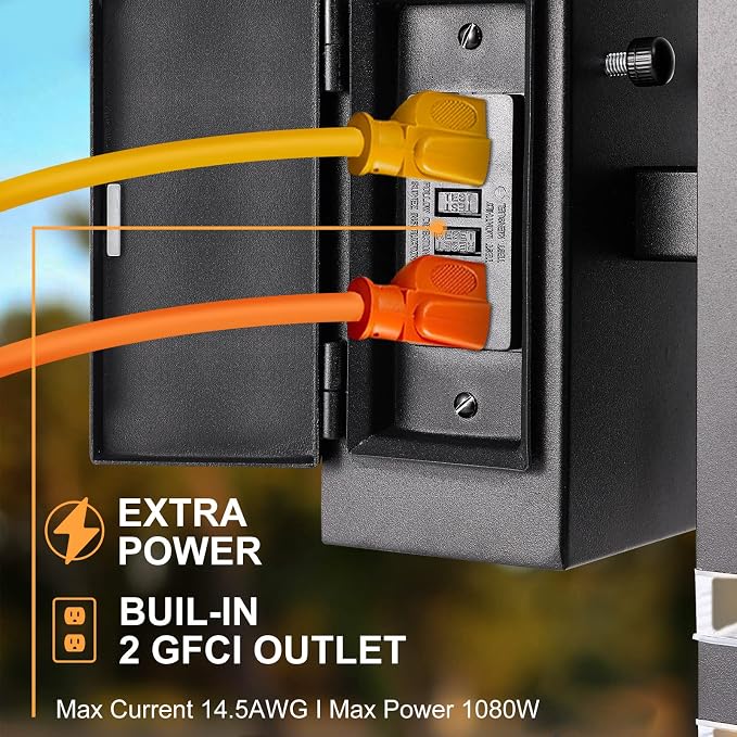 Dusk to Dawn Outdoor Light with Outlet 2 Pack, Porch Lights with Outlet | Outdoor Light with GFCI Outlet, IP65 Waterproof Anti-Rust Exterior Light Fixture for House Porch Front Door