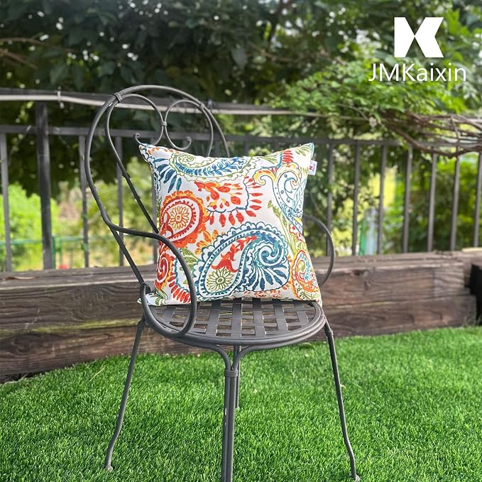 Outdoor Pillows Waterproof 18×18 Inch Decorative Throw Pillows with Inserts | Set of 2 Fade Resistant Patio Pillows for Porch Garden Couch and Patio Furniture