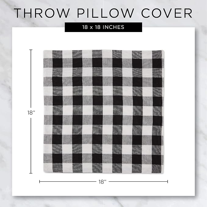 DII Throw Pillow Cover Collection Outdoor Water Repellent Polyester, Reversible, 18x18, Black Ikat, 2 Piece