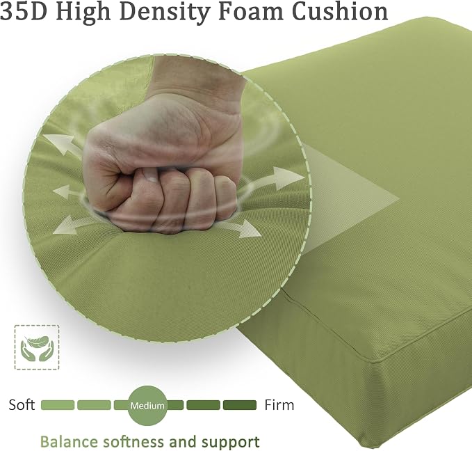 Outdoor Furniture Replacement Cushions, Waterproof Patio Furniture Cushions, 4" Deep Seat Outdoor Sectional Cushion for 3-Seat Outdoors Rattan Sofa Patio Sofa Cushion, Light Green