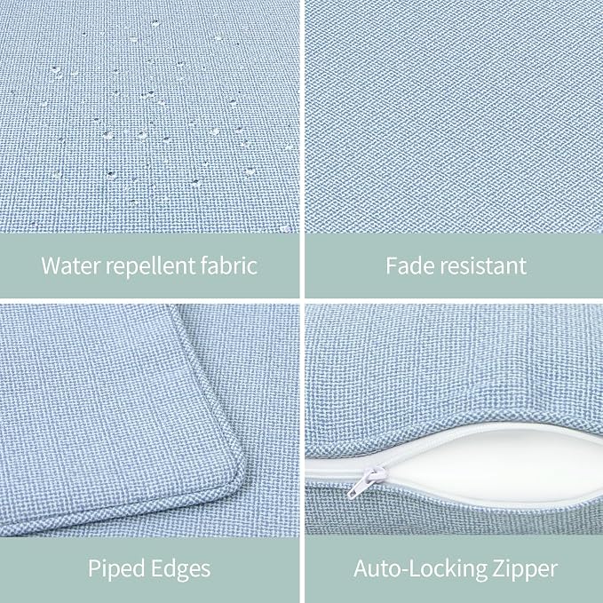 Pack of 4 Outdoor Throw Pillows,16x16 Inch All-Weather Water-Resistant Patio Pillows with Inserts,Decorative Pillows for Patio Furniture,Couch,Sofa,Poolside,Light Blue