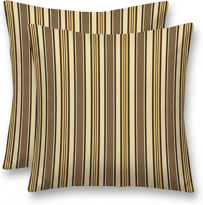 RSH DECOR: Sunbrella Square Throw Pillows Set of 2 | 20" x 20" | Water and Fade-Resistant Performance Fabric | Outdoor Pillow Covers with Down-Alternative Inserts | Made in USA (Anthony Praline)