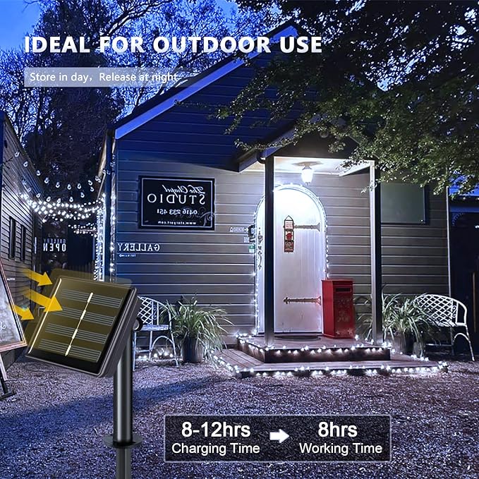 JMEXSUSS 4 Pack Solar Fairy Lights, 33ft 100LED Solar String Lights, White | Christmas Lights Outdoor Waterproof, 8 Modes Copper Wire Twinkle Lights for Outside Garden Yard Tree Wedding Decorations