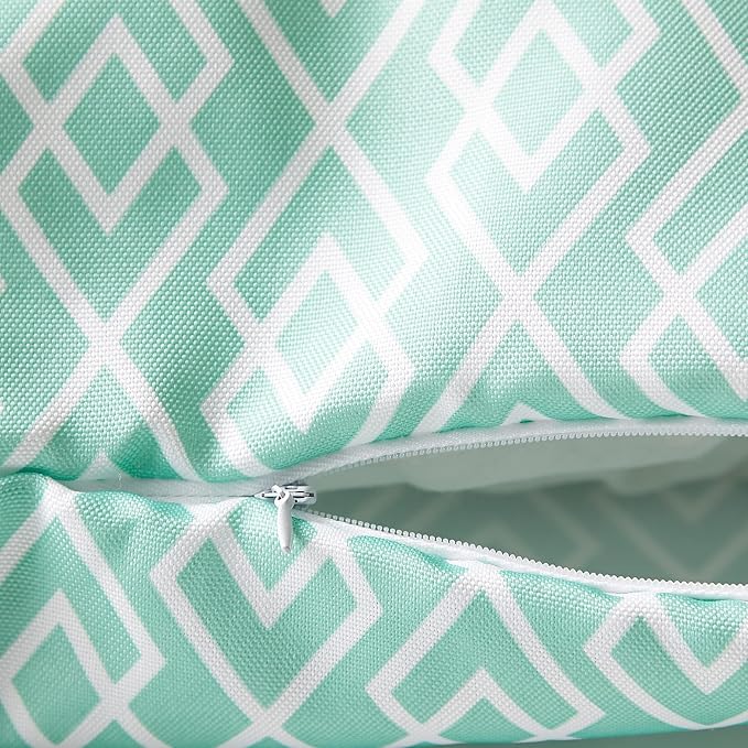 DII Throw Pillow Cover Collection Outdoor Water Repellent Polyester, Reversible, 18x18, Aqua Diamond, 2 Piece