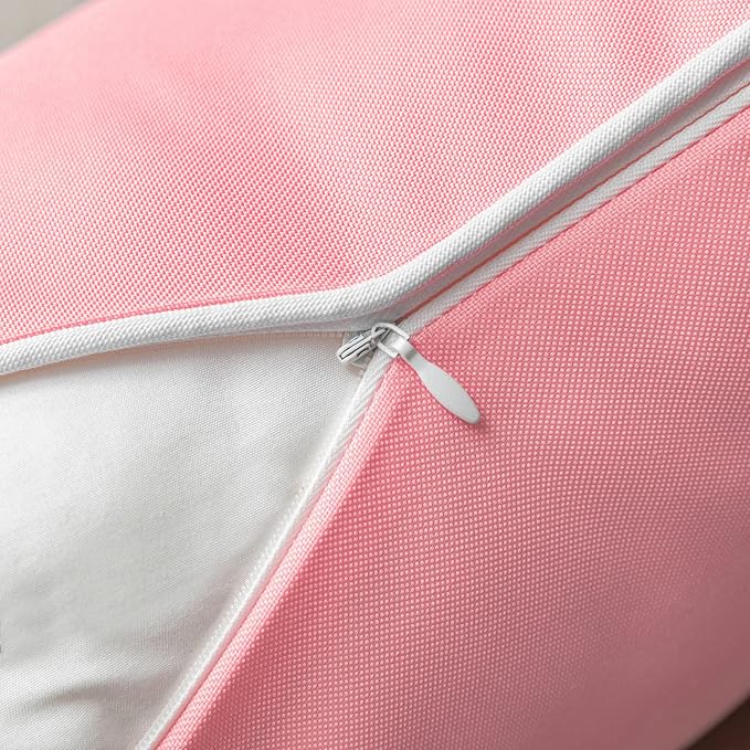 Phantoscope Pack of 2 Outdoor Waterproof Solid Throw Decorative Pillow Cover Decorative Square Outdoor Pillows Cushion Case Patio Pillows for Couch Tent (20''x20'', Pink)
