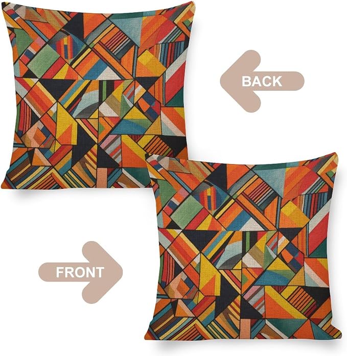 Pillow Protectors Colorful Fun Aesthetic Mid Century Modern Gomestry Pillowcases 16 In Summer Orange Rust Colorful Multicolor Throw Pillow Covers Decorative Floral Linen Pillow Cover Home Decor