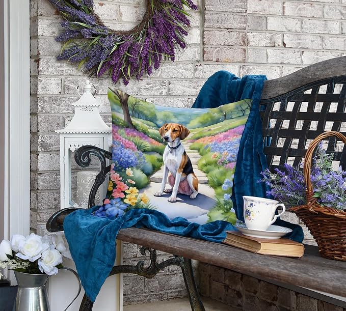 Caroline's Treasures American Foxhound Spring Garden Throw Pillow Machine Washable, Indoor Outdoor Decorative Pillow for Couch, Bed or Patio, 18Hx18W