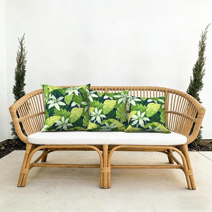 Outdoor Pillow Covers Waterproof 20x20 Inch Set of 2 Jungle Leaves Decorative Outside Patio Furniture Cushion Cases Decor for Porch Garden