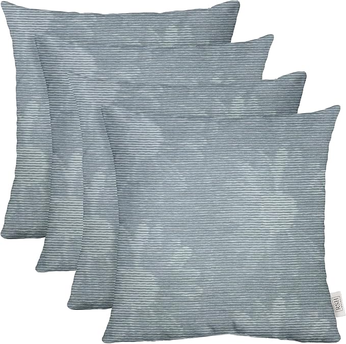 RSH DECOR: Sunbrella Square Throw Pillows Set of 4 | 20" x 20" | Water and Fade-Resistant Performance Fabric | Outdoor Pillow Covers with Down-Alternative Inserts | Made in USA (Bisbee Daisy Sky)