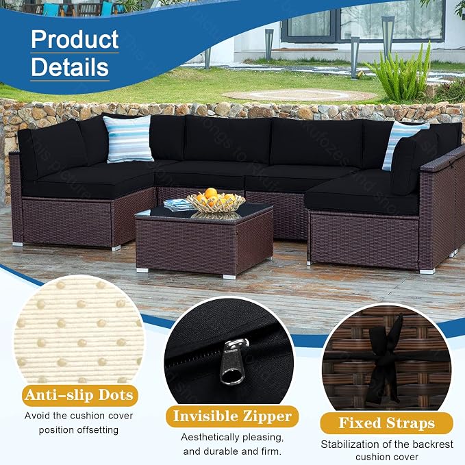 14Pcs Patio Cushion Covers, Furniture Cushion Slipcovers, 24.8"x24.8"x3.14" | Outdoor Cushion Slipcovers, Water Resistant Fabric, Zipper Design, Fits Patio Sectional Furniture