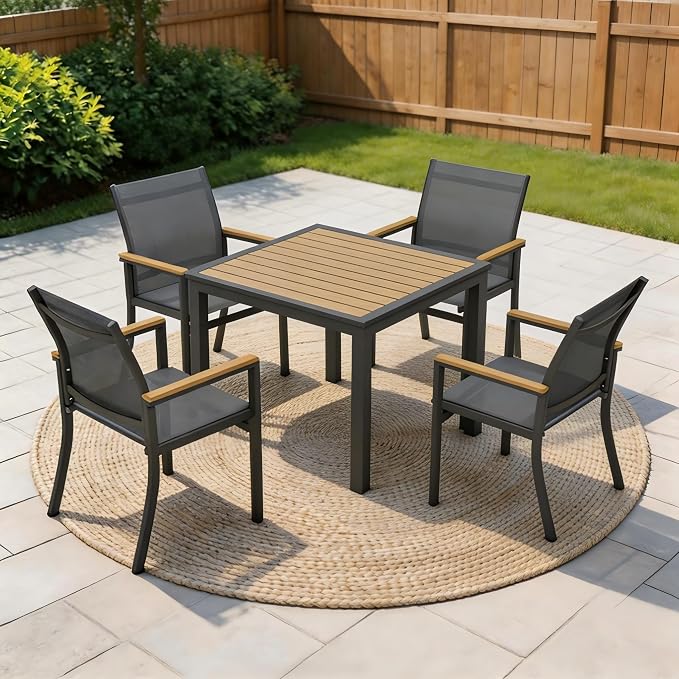 Aluminum Patio Chairs Set of 4 for All-Weather, Outdoor Patio Chairs with Breathable Quick-Drying Textilene, Outdoor Chair with 110° Ergonomic High Backrest for Porch, Patio, Garden, Deck, Backyard