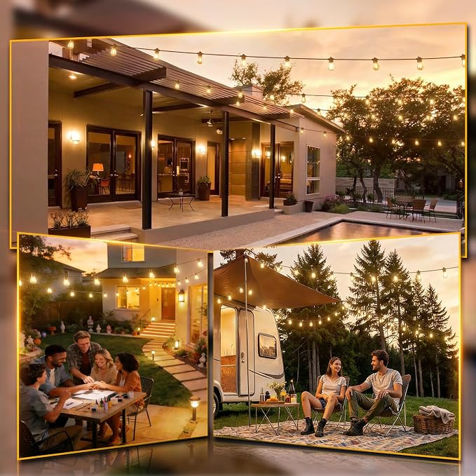 addlon 36FT LED Outdoor String Lights, Waterproof Dimmable Bulbs for Patio | UL Listed, Remote Control. Shatterproof Edison Bulbs, Timer, Linkable, 2700K Warm White. For Backyard, Pergola, Deck, Garden.