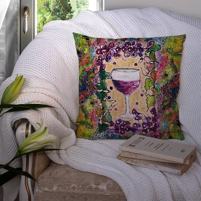 Caroline's Treasures 8616PW1414 Wine Fabric Decorative Pillow Machine Washable, Indoor Outdoor Decorative Pillow for Couch, Bed or Patio, 14Hx14W