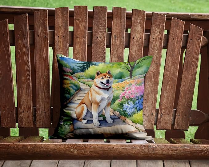 Caroline's Treasures Akita Spring Garden Throw Pillow Machine Washable, Indoor Outdoor Decorative Pillow for Couch, Bed or Patio, 14Hx14W