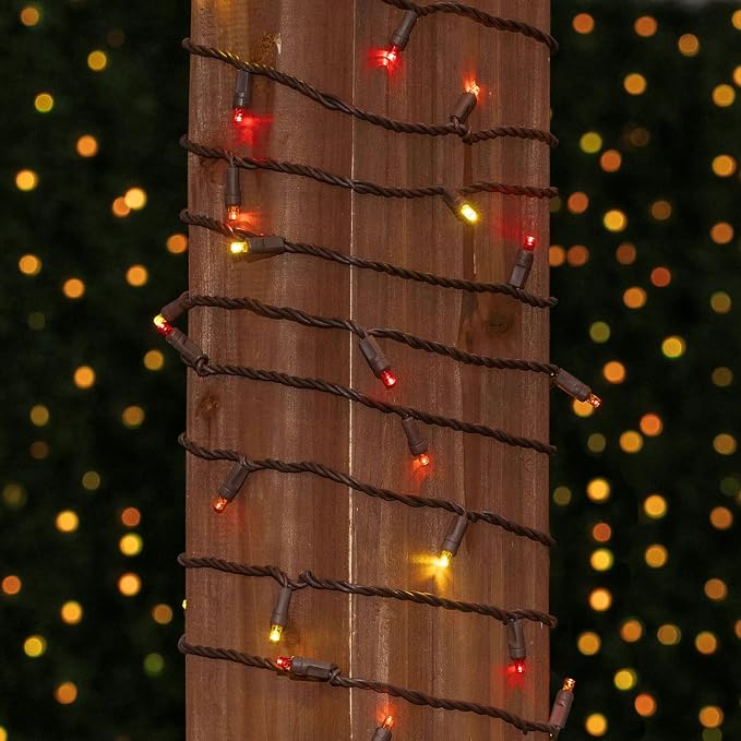 Novelty Lights 50ft 100 LED Yellow, Red, Orange Christmas String Lights