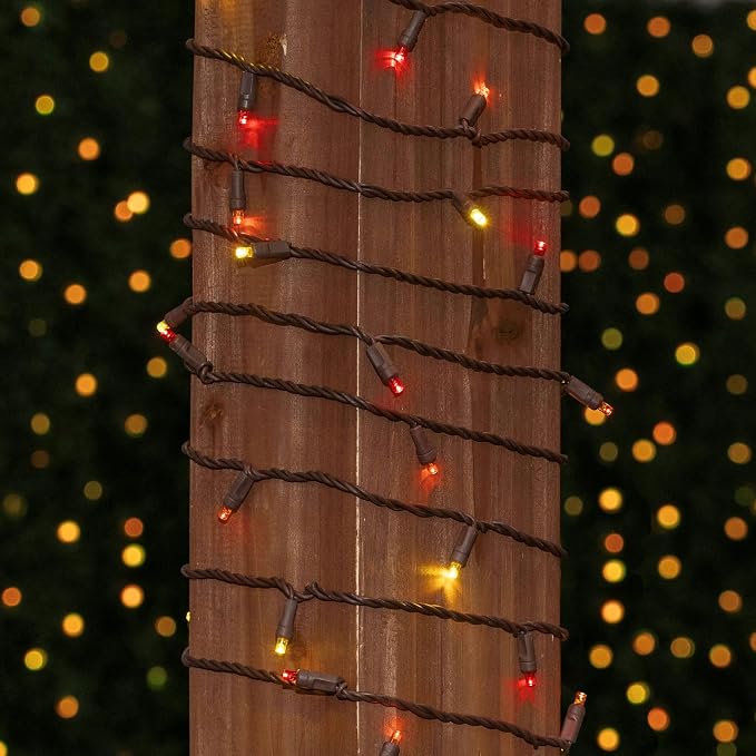 Novelty Lights 34ft 100 LED Yellow, Red, Orange Christmas String Lights