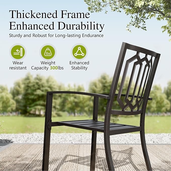 Sophia and William 8 Piece Patio Dining Set for 6 with 13ft Double-Sided Patio Umbrella, Metal Outdoor Table Furniture Set with 6 Outdoor Chairs, 1 Rectangle Dining Table and 1 Orange Red Umbrella