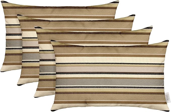RSH DECOR: Sunbrella Jumbo Lumbar Throw Pillows Set of 4 | 26" x 16" | Indoor Outdoor | Water & Fade-Resistant | Includes Down-Alternative Inserts | Made in USA (Sandestin Zone Eclipse)