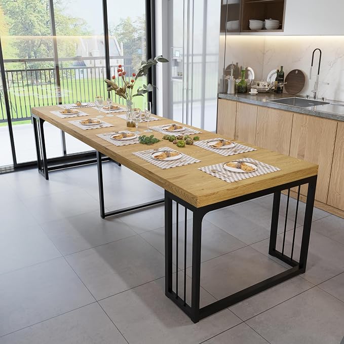 23.6" - 118" Extendable Dining Room Table, Modern Extra Long Folding Dining Tables for 2-10 People, Outdoor Patio Furniture Set, Adjustable Kitchen Dinner Table, Wild Oak