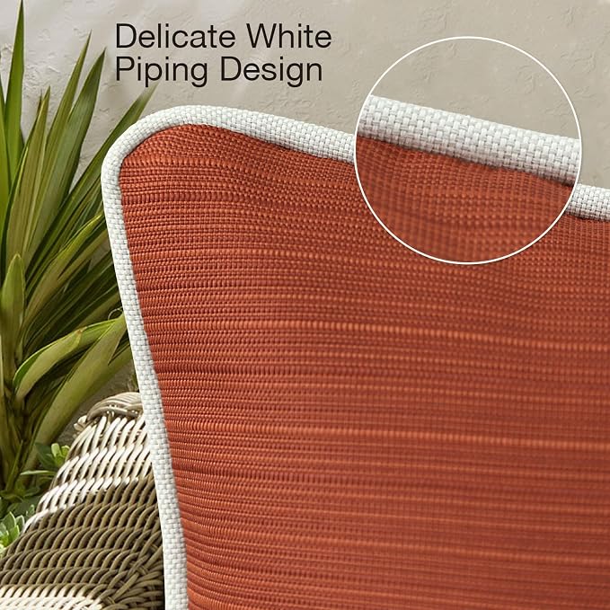 Unimatta Decorative Outdoor Water Repellent Throw Pillows with Inserts, Set of 4, 20" x12" Pillows for Patio, Backyard, Bed, Couch, and Patio Furniture, Tangerine