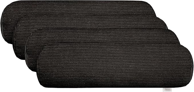 RSH DECOR: Neck Roll Pillows Set of 4 | 20” x 6” | Outdoor Bolster for Patio, Deck, Porch, or Poolside Furniture | Water & Fade-Resistant | Made in USA (Herringbone Black Stripe)