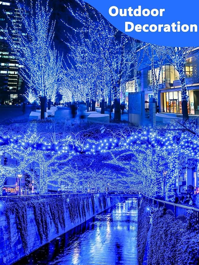 4 Pack Fairy Lights Battery Operated with Remote Timer 33FT 100LED Blue | Remote Control, 8 Modes, Timer, Adjustable brightness, Waterproof Lights for Indoor Outdoor Classroom Christmas Decor