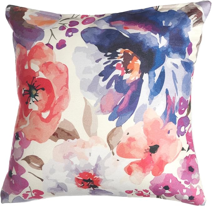 Fab Habitat Indoor/Outdoor Throw Pillow Made from Recycled Polyester Yarn - Stain Resistant, Machine Washable, Insert Included - Floral - Patio, Deck, Living Room - Watercolor Garden Multi (20" x 20")
