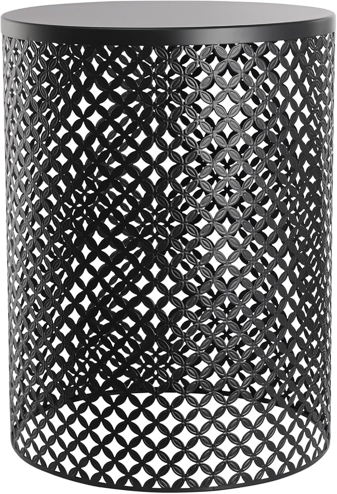 Set of 3 Outdoor Side Table, Garden Stool for Patio, Metal Accent Table Modern End Table, Patio Side Table for Garden, Balcony, Bedroom Indoor Outdoor Decorative, Jet Black